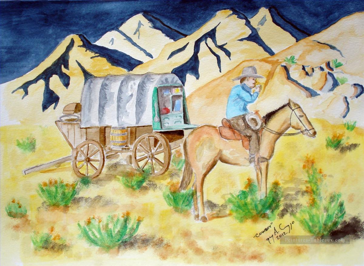Caricature de cowboy Peintures à l'huile